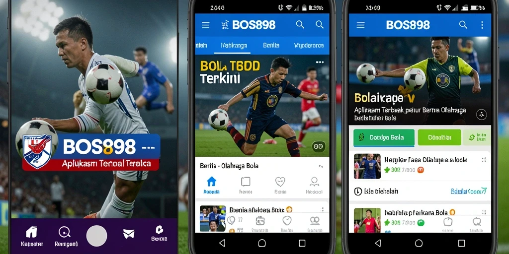 Tampilan utama aplikasi BOS898 dengan berita olahraga bola terbaru.