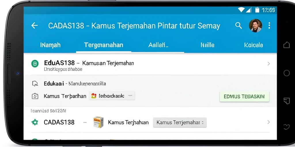 Tampilan antarmuka pengguna aplikasikamus terjemahan CADAS138 yang intuitif.