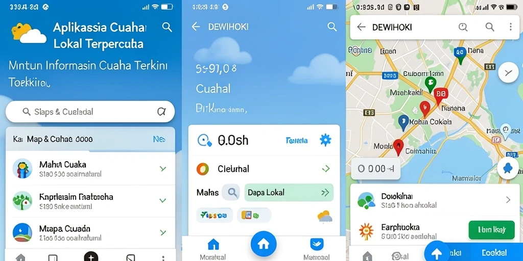 Tampilan antarmuka DEWIHOKI menampilkan informasi cuaca lokal yang jelas dan menarik.