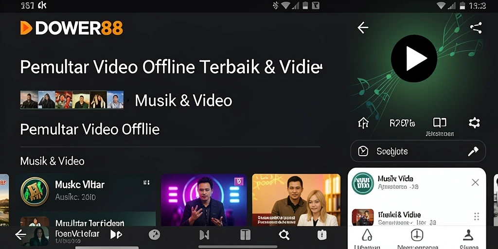 Antarmuka DOWER88 yang modern dan fungsi Pemutar Video Offline.