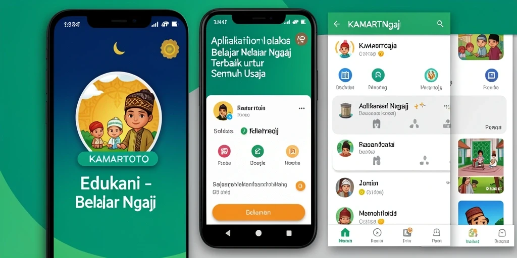 Tampilan antarmuka KAMARTOTO yang menarik untuk belajar ngaji.