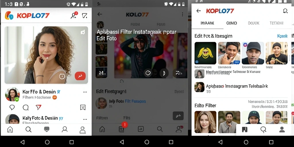 Tampilan antarmuka KOPLO77 dengan berbagai pilihan filter Instagram.
