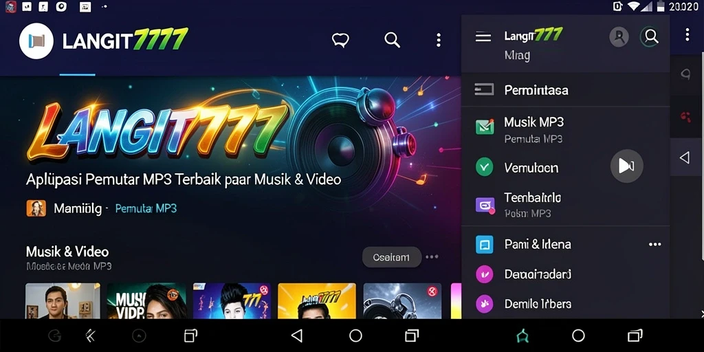 Tampilan antarmuka LANGIT777 dengan fitur Pemutar MP3 yang intuitif.