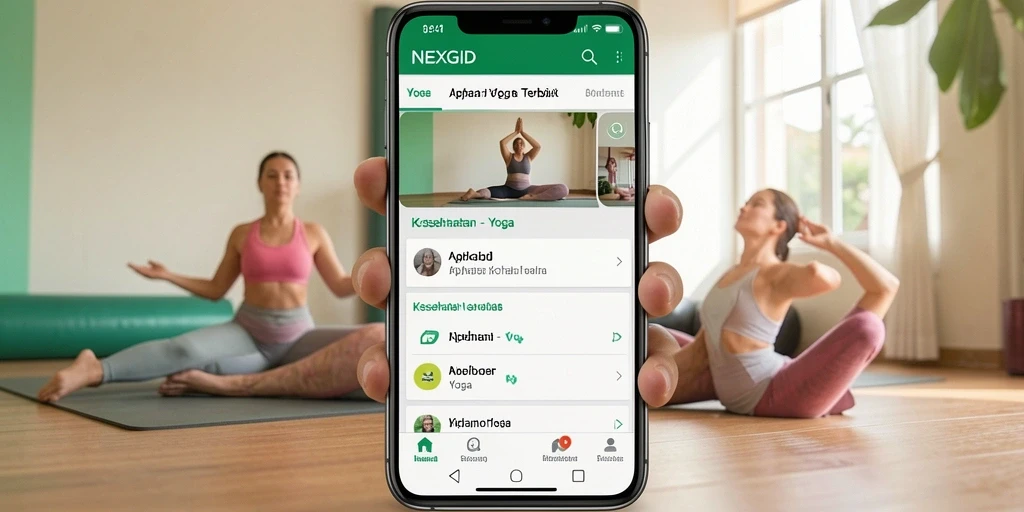 Antarmuka aplikasi NEXGID dengan berbagai fitur Yoga.