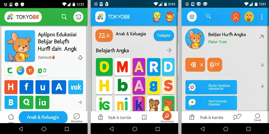 Antarmuka TOKYO88 yang menyenangkan dan interaktif untuk belajar huruf dan angka.