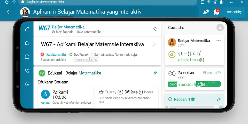 Antarmuka aplikasi W67 yang interaktif untuk Belajar Matematika.